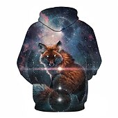 cheap Animal Print-Men&#039;s Graphic Fox Hoodie Hoodies Sweatshirt Hoodie Long Sleeve Hooded Sweatshirt Hooded Streetwear 3D Print Casual Daily Royal Blue Blue Print Spring &amp;  Fall Designer
