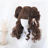 baratos Perucas de festa-Peruca Curta de Onda Natural resistente ao calor Cabelo sintético peruca bob Lolita adolescente com franja Cabelo de Cosplay peruca completa feminina Perucas de Halloween