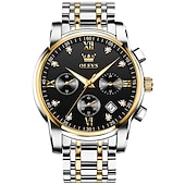 abordables Montres à quartz-OLEVS Montres à quartz pour Hommes Analogique Quartz Classique Mode mode Classique Noël Grand Cadran Date du jour Métal Acier Inoxydable Mode