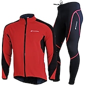 cheap Men&#039;s Jackets &amp; Gilets-Nuckily Men&#039;s Cycling Jacket with Pants Fleece Jacket Winter Thermal Warm Windproof 3D Pad Breathable Bike Windbreaker Clothing Suit Mountain Bike MTB Road Bike Cycling Green Red Blue Bike Wear