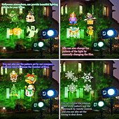 abordables Lumières de Noël-Projecteur à LED de noël Lumière de projecteur à vague d&#039;eau 2 en 1 avec 16 motifs commutables Spectacle de lumière de paysage étanche pour la célébration d&#039;anniversaire d&#039;halloween et décoration de