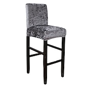 cheap Dining Chair Cover-Velvet Bar Stool Covers Stretch, Burgundy Soft Non Slip Height Stool Covers with Elastic Bottom Removable Washable High Seat Chair Protectors for Dining Room Kitchen Barstool