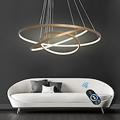 cheap Circle Design-3-Light LED Pendant Light 80/60/40cm Circle Matte Brushed Design Gold Aluminum Painted Finishes Modern Dining Living Room Lights ONLY DIMMABLE WITH REMOTE CONTROL