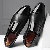 economico Formale-scarpe formali da uomo in vernice nera con cerniera laterale – design elegante e alla moda per matrimoni, feste e abbigliamento da lavoro