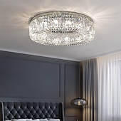 abordables Lámparas de araña únicas-50cm 60cm 80cm luces de techo cristal diseño de círculo único araña de metal morden lujo estilo nórdico dormitorio sala de estar araña led 110-120v 220-240v