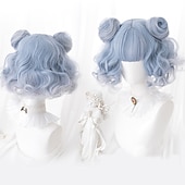 baratos Perucas de festa-Peruca Curta de Onda Natural resistente ao calor Cabelo sintético peruca bob Lolita adolescente com franja Cabelo de Cosplay peruca completa feminina Perucas de Halloween