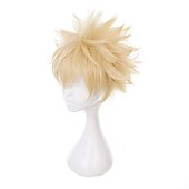 tanie Peruki anime-Peruki Cosplay Blond Prosta Włosie synetyczne Krótkie Peruki Męskie / Damskie Peruki Na imprezę