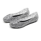 economico Ballerine da donna-Per donna Ballerine Ballerine Scarpe gelatine Giornaliero Tinta unita Estate Piatto Punta tonda Informale PVC Mocassino Argento Nero Rosa