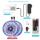 cheap USB Strip Lights-LED Strip Lights (2x5M)10M 32.8ft 2835 RGB 600LEDs 8mm Strips Lighting Flexible Color Changing with 44 Key IR Remote Ideal for Home Kitchen Christmas TV Back Lights DC 12V