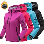 baratos Fleece &amp; Casacos 3 em 1-casaco feminino de caminhada softshell casaco com capuz casaco de lã de inverno impermeável exterior cor sólida térmica quente à prova de vento leve forro de lã casaco impermeável casaco de esqui escalada