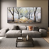 voordelige Schilderijen van landschappen-olieverfschilderij handgemaakte handgeschilderde kunst aan de muur abstract landschap groen trail woondecoratie decor gerold canvas geen frame niet uitgerekt