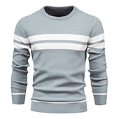abordables Pull col rond-Homme Pull Chandail Pull Tricoter Tricoté Rayé Col Ras du Cou mode Extérieur Intérieur Vêtement Tenue Automne Hiver Noir Bleu S M L