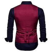 olcso Gilets-Férfi Prsluk Mellény Esküvő Munka Utca Üzleti Elegáns Üzlet Ősz Zseb Poliészter Légáteresztő Tömör szín Dupla soros V-alakú Normál Fekete Fehér Bor Sötétkék Mellény