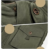 billiga Herrjackor och -rockar-herr vinter fleecejacka militära taktiska jackor tjocka varma jackor avtagbar luva vindjacka sport trenchcoats topp parka plus size fleecefoder flerfickor fritids ytterkläder brun