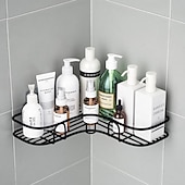 cheap Shower Caddy-Shower Caddy Bathroom Shelf with Hooks, Shower Caddy Rack, Bathroom Kitchen No Punching Triangle Storage Rack, Bathroom Accessories