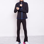 levne Oblečení na trénink v krasobruslení-Bunda na krasobruslení a kalhoty Pánské Chlapecké Buz Pateni sako Kalhoty Legíny černá / modrá Díra na palec Fleece Spandex Vysoká pružnost Trénink Cvičení Soutěž Bruslařské oblečení Zahřívací Ručn