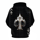 economico Felpe con cappuccio da uomo-Per uomo Pop art Carte francesi Felpa con cappuccio Felpe Felpa Felpa con cappuccio Manica lunga Felpa con cappuccio Con cappuccio Streetwear Stampa 3D Informale Giornaliero Argento Nero Stampa
