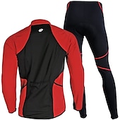 cheap Men&#039;s Jackets &amp; Gilets-Nuckily Men&#039;s Cycling Jacket with Pants Fleece Jacket Winter Thermal Warm Windproof 3D Pad Breathable Bike Windbreaker Clothing Suit Mountain Bike MTB Road Bike Cycling Green Red Blue Bike Wear