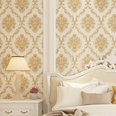 abordables Papel pintado-Fondos de pantalla frescos Papel tapiz de damasco floral mural de pared decoración del hogar revestimiento de paredes moderno clásico, material de tela no tejida adhesivo requerido papel tapiz,