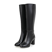 preiswerte Modische Stiefel-braune kniehohe Damenstiefel mit seitlichem Reißverschluss und Blockabsatz - elegantes und vielseitiges Schuhwerk für Herbst und Winter