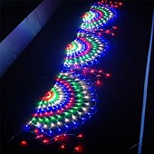 cheap Plug String Lights-Peacock LED Net Light Outdoor Mesh Light 3M 424LED Window Curtain String Light For Backdrop Wall Christmas Fairy Holiday Light EU US AU UK Plug