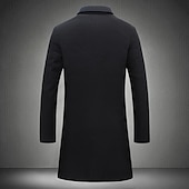 billiga Trenchcoat för män-Herr Vinterkappa Yllekappa Rock Trenchcoat Kort kappa Gata Företag Vinter Höst Polyester Håller värmen Andningsfunktion Ytterkläder Kläder Ledigt Ensfärgat Ficka Nedvikt Enkelknäppt