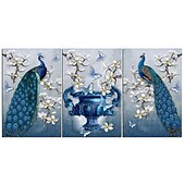 お買い得  動物画 プリント-3パネル壁アートキャンバスプリント絵画アートワーク画像孔雀絵画家の装飾装飾ロールキャンバスフレームなしフレームなしストレッチなし