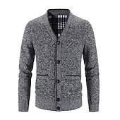 preiswerte Herren Strickjacke-Herren Pullover Strickjacke Fleece Pullover Stricken Strick Feste Farbe V Ausschnitt Stilvoll Täglich Bekleidung Winter Rote Blau XS S M