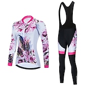 voordelige Dameskleding sets-Dames Wielrenshirt met strakke wielrenbroek Lange mouw Bergracen Wegwielrennen Rood / Wit Zwart / rood Flora Botanisch Fietsen Ademend Sneldrogend Spandex Sport Flora Botanisch Kleding