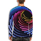 cheap 3D T shirts-Men&#039;s Graphic Prints Spiral Stripe T shirt Long Sleeve T shirt 3D Print Crew Neck Shirt Designer Casual Big and Tall Daily Holiday A B C Spring &amp;  Fall Clothing Apparel S M L XL XXL 3XL 4XL