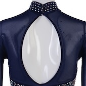 preiswerte Eiskunstlaufkleider-Eiskunstlaufkleid Damen Mädchen Eislaufen Kleider Austattungen Gelb Dunkelrot Dunkelmarine Patchwork Gitter Spandex Hochelastisch Praxis Professionell Wettbewerb Eiskunstlaufkleidung Kristalle