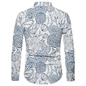 cheap Plants Pattern-Men&#039;s Floral Shirt Button Up Shirt Long Sleeve Fashion Designer Casual Outdoor Vacation Daily Fall Collar 3D Print Button-Down Black Blue Brown
