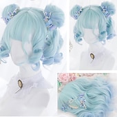baratos Perucas de festa-Peruca Curta de Onda Natural resistente ao calor Cabelo sintético peruca bob Lolita adolescente com franja Cabelo de Cosplay peruca completa feminina Perucas de Halloween