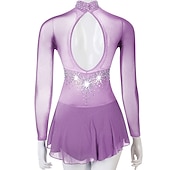 preiswerte Eiskunstlaufkleider-Eiskunstlaufkleid Damen Mädchen Eislaufen Kleider Austattungen Gelb Dunkelrot Dunkelmarine Patchwork Gitter Spandex Hochelastisch Praxis Professionell Wettbewerb Eiskunstlaufkleidung Kristalle