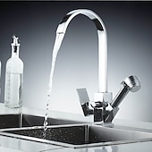 economico Rubinetti per lavello-rubinetto cucina - monocomando due fori estraibile galvanizzato /&amp;amp;timido;pull-down / beccuccio standard / alto /&amp;amp;shy;high arc centerset rubinetti da cucina contemporanei