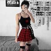 cheap Bottoms-Vintage Punk &amp; Gothic Masquerade Normal Goth Girl Plaid Checkered Fancy Dress Women's Event / Party Adults' Skirts Summer Spring