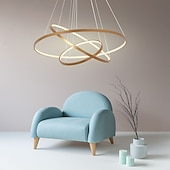 cheap Circle Design-3-Light LED Pendant Light 80/60/40cm Circle Matte Brushed Design Gold Aluminum Painted Finishes Modern Dining Living Room Lights ONLY DIMMABLE WITH REMOTE CONTROL