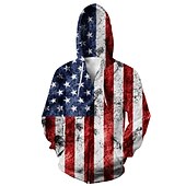 abordables sweats à capuche zippés pour hommes-Homme Graphic Drapeau National Sweat à capuche Sweats à Capuche Sweat-shirt Sweat à capuche manche longue Sweat à capuche Capuche Vêtement de rue 3D effet Sport &amp; Loisir Casual du quotidien Rouge