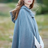 abordables Abrigos de Invierno-Mujer Abrigo Capa / Capas Chaqueta con capucha Fiesta Navidad Ocasión especial Otoño Invierno Abrigo Ajuste regular Resistente al Viento Mantiene abrigado Adorable Artístico / Retro Elegante Chaquetas