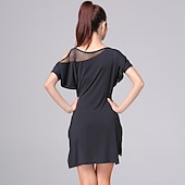 abordables Tenues de danse latine-Danse latine Robe Creuse Couleur Pure Femme Utilisation Entraînement Manche Courte Taille haute Elasthanne