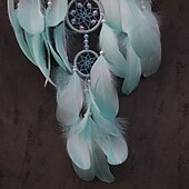 cheap Dreamcatcher-Dream Catcher Handmade Gift  with 5 Circles Feather Bead Flower Wall Hanging Decor Art Boho Style 16*70cm