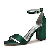 economico Formale-scarpe da sposa con tacco a blocco in raso viola da donna - eleganti sandali da sposa aperti con cinturino alla caviglia per eventi formali e feste