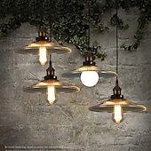 economico Design di Tamburo e Cono-lampada a sospensione a led in vetro casa colonica vintage e27 lampada da soffitto vintage leggera lampada paralume industriale per soggiorno, soggiorno, sala da pranzo, ristorante, bar 110-240v