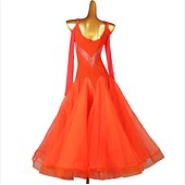 billiga Tävling Kläder-Tiodans Klänning Broderad Kristall / Strass Stenar Dam Prestanda Träning Långärmad Elastan Tyll