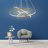cheap Circle Design-3-Light LED Pendant Light 80/60/40cm Circle Matte Brushed Design Gold Aluminum Painted Finishes Modern Dining Living Room Lights ONLY DIMMABLE WITH REMOTE CONTROL