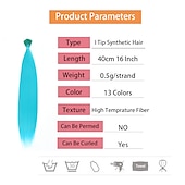 abordables Crocheter les cheveux-Kit d&#039;extensions de cheveux synthétiques i tip fusion de kératine diverses couleurs Kit de cheveux de bâton de pointe de kératine de 16 pouces pour les femmes 30 brins/paquet