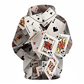 economico Felpe con cappuccio da uomo-Per uomo Pop art Carte francesi Felpa con cappuccio Felpe Felpa Felpa con cappuccio Manica lunga Felpa con cappuccio Con cappuccio Streetwear Stampa 3D Informale Giornaliero Argento Nero Stampa
