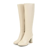 preiswerte Modische Stiefel-braune kniehohe Damenstiefel mit seitlichem Reißverschluss und Blockabsatz - elegantes und vielseitiges Schuhwerk für Herbst und Winter