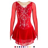 Недорогие Платья для фигурного катания-Платье для фигурного катания Жен. Девочки Катание на коньках Платья Белый Черный Красный Открытая спина Сетка Спандекс Эластичность Учебный Соревнование Одежда для фигурного катания Ручная работа