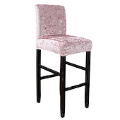 cheap Dining Chair Cover-Velvet Bar Stool Covers Stretch, Burgundy Soft Non Slip Height Stool Covers with Elastic Bottom Removable Washable High Seat Chair Protectors for Dining Room Kitchen Barstool